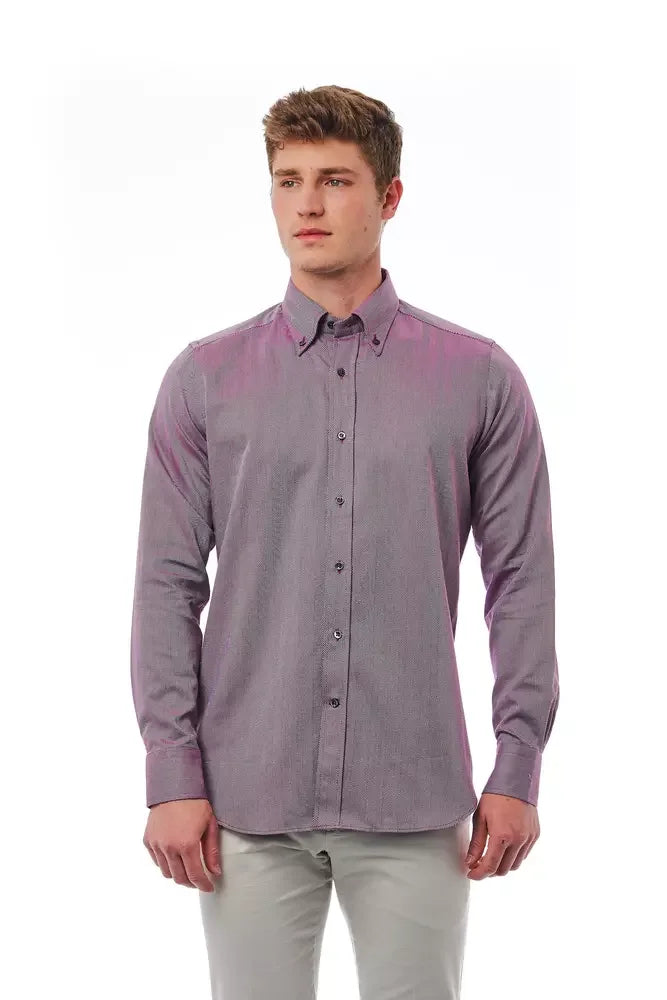 Bagutta Burgundy Cotton Men Shirt - Shirts