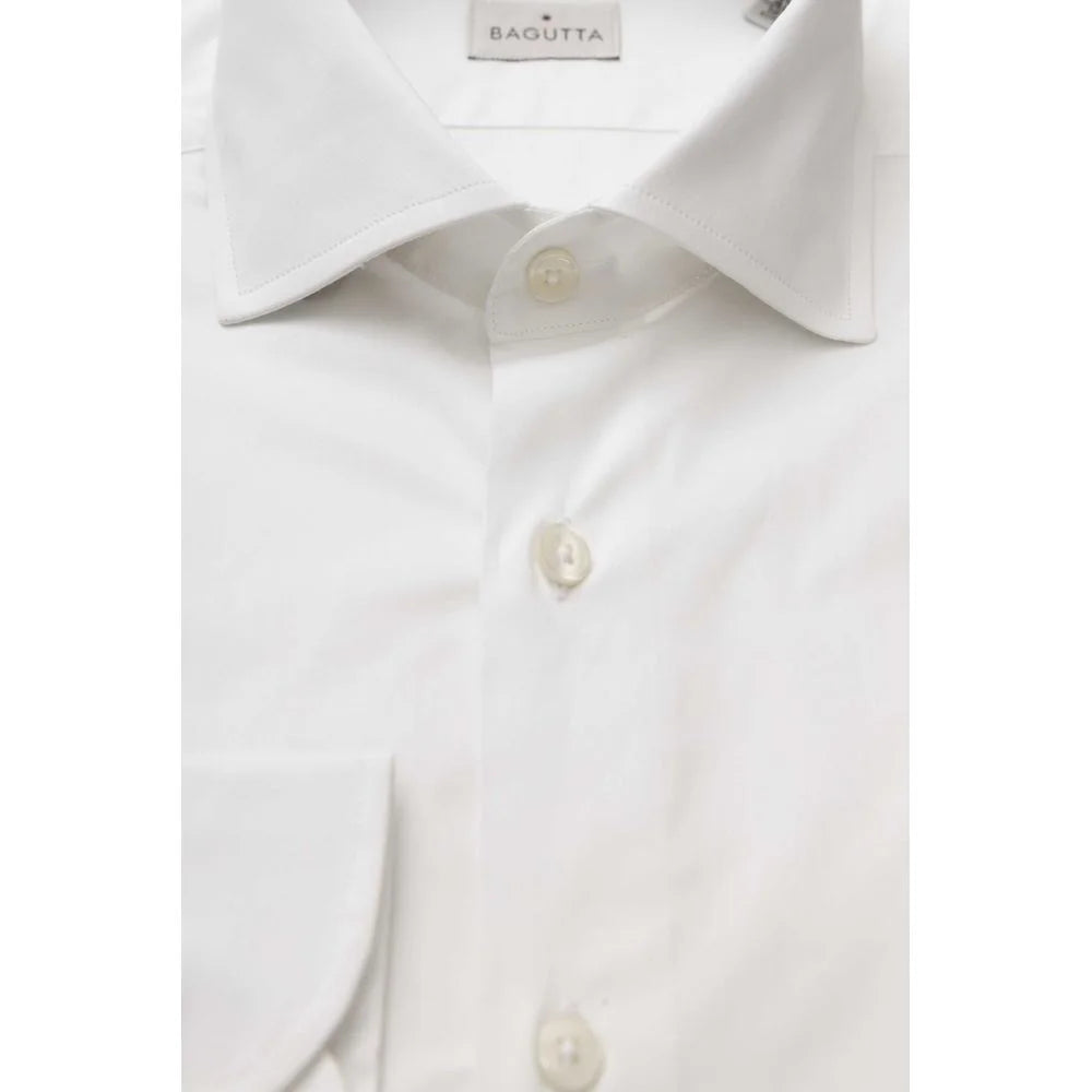 Bagutta White Cotton Men’s Shirt Slim Fit With French Collar - Shirts