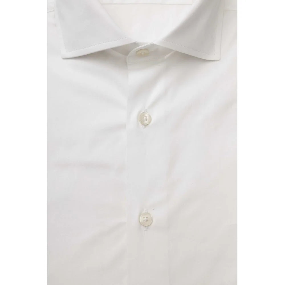Bagutta White Cotton Men’s Shirt Slim Fit With French Collar - Shirts