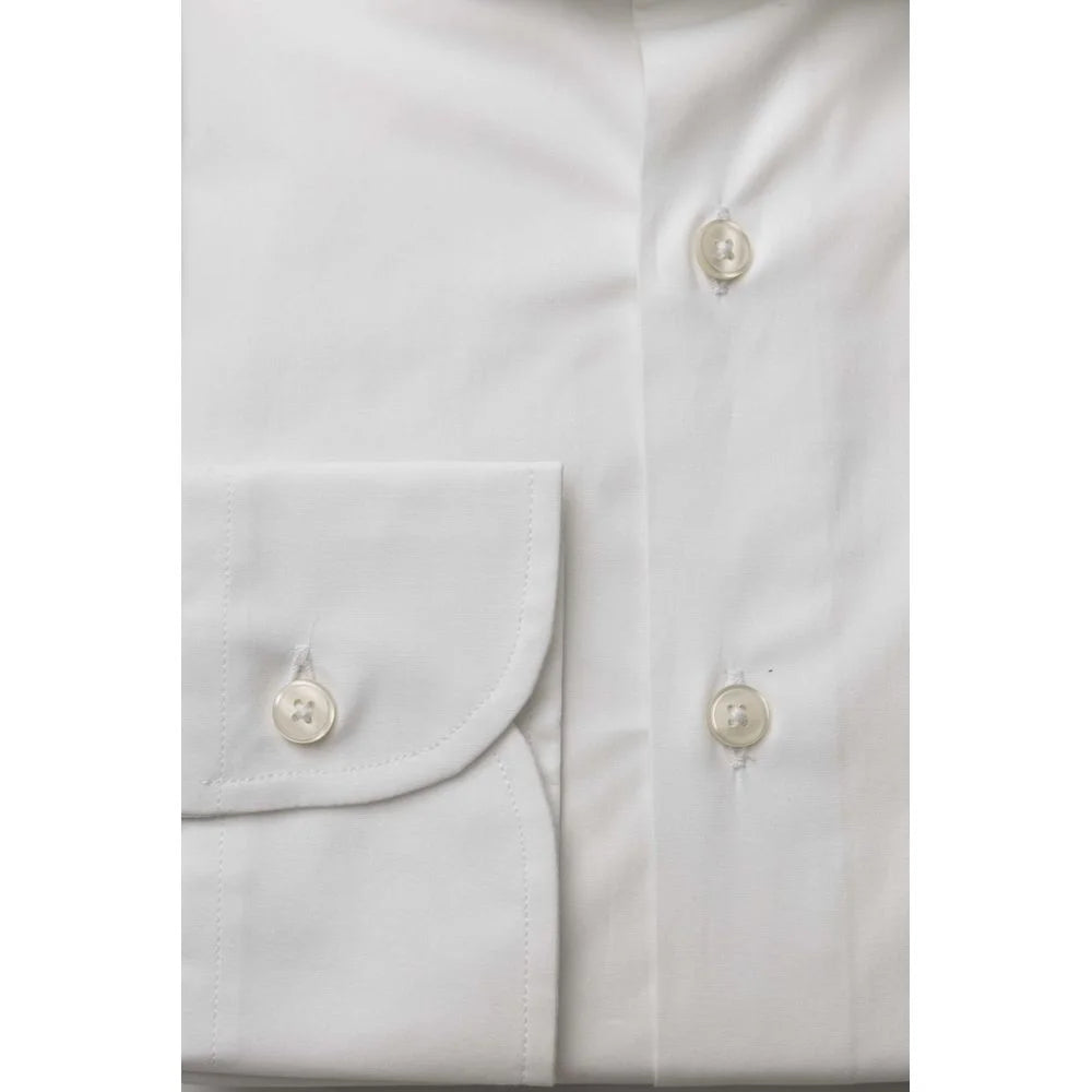 Bagutta White Cotton Men’s Shirt Slim Fit With French Collar - Shirts