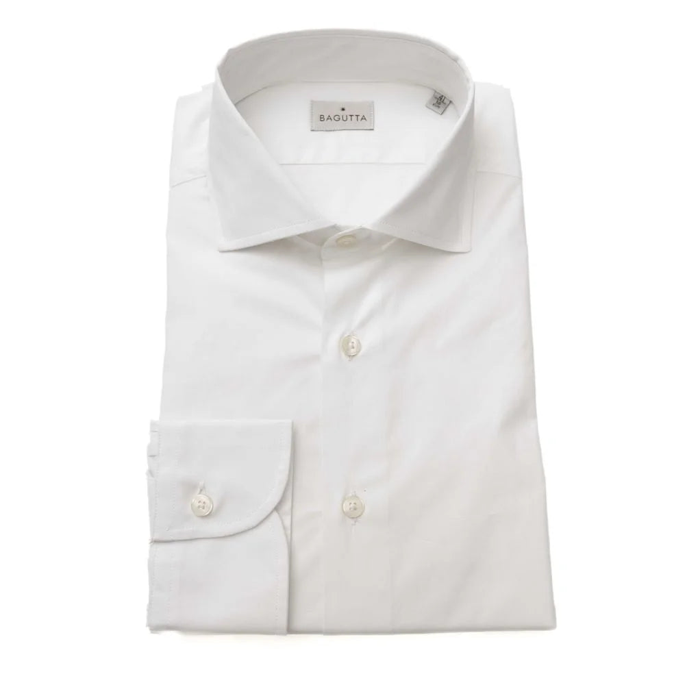 Bagutta White Cotton Men’s Shirt Slim Fit With French Collar - Shirts