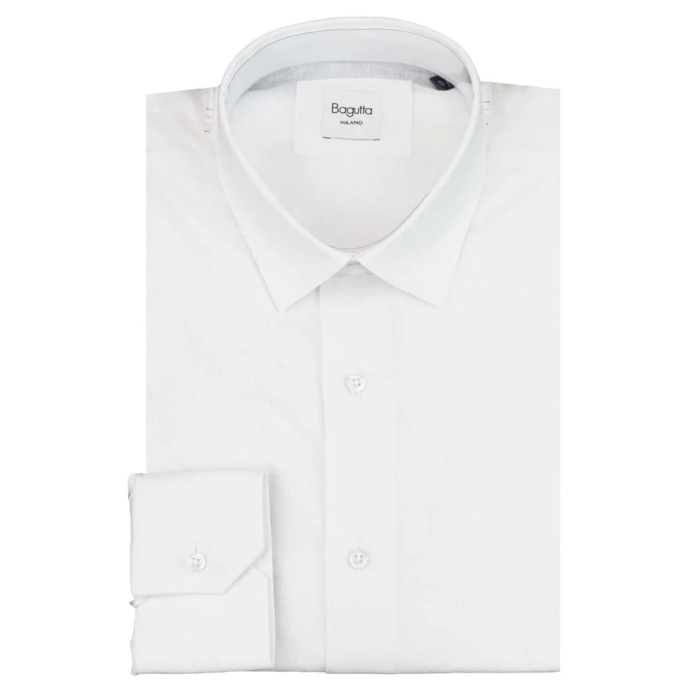 Bagutta White Linen Men Shirt - IT41 | L - Shirts