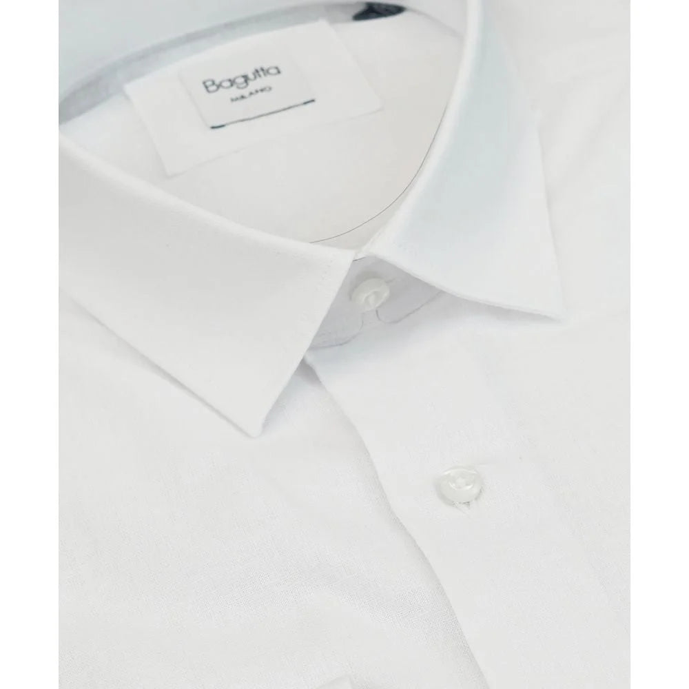 Bagutta White Linen Men Shirt - IT41 | L - Shirts