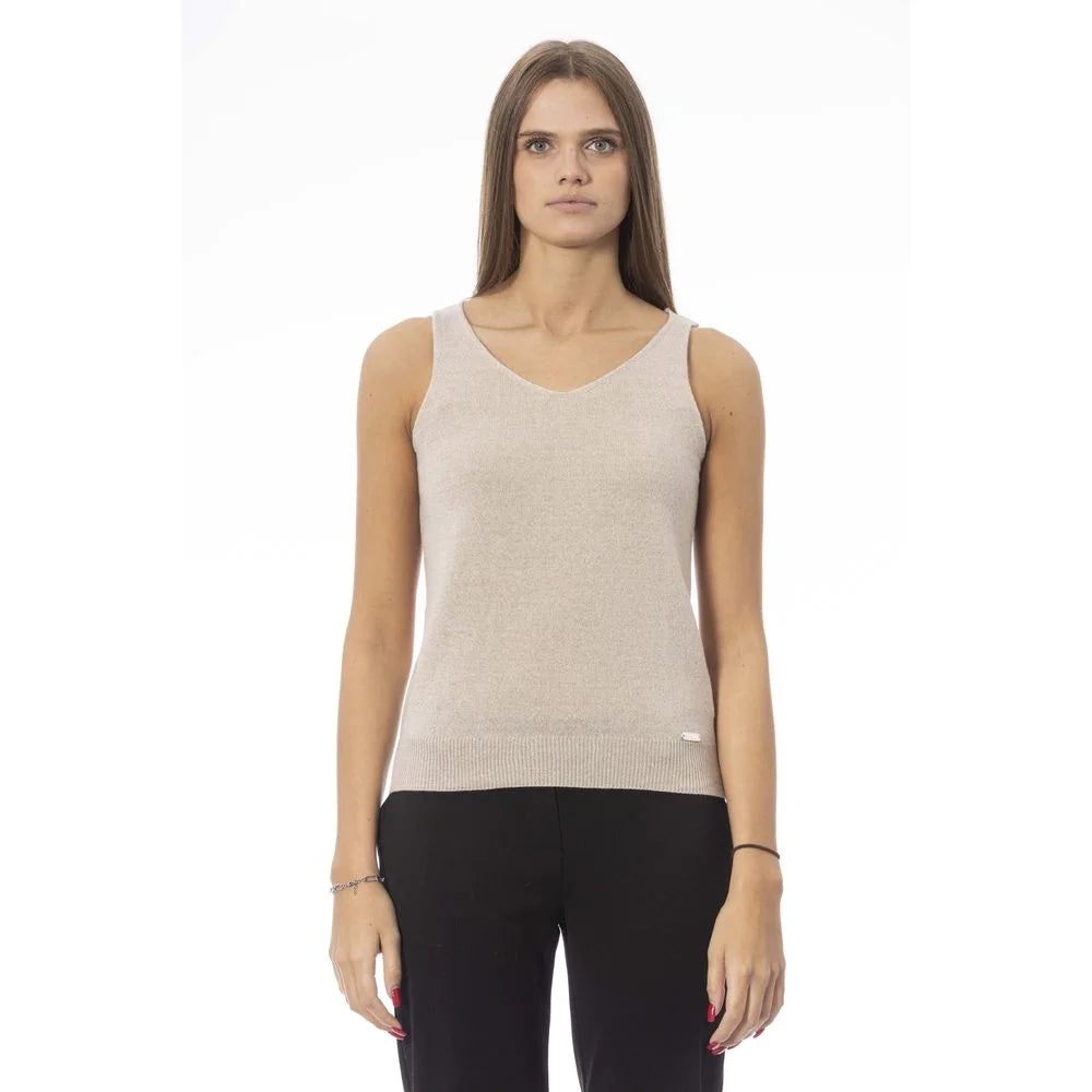 Baldinini Trend Beige Fabric Tank Top - M - Tank Tops