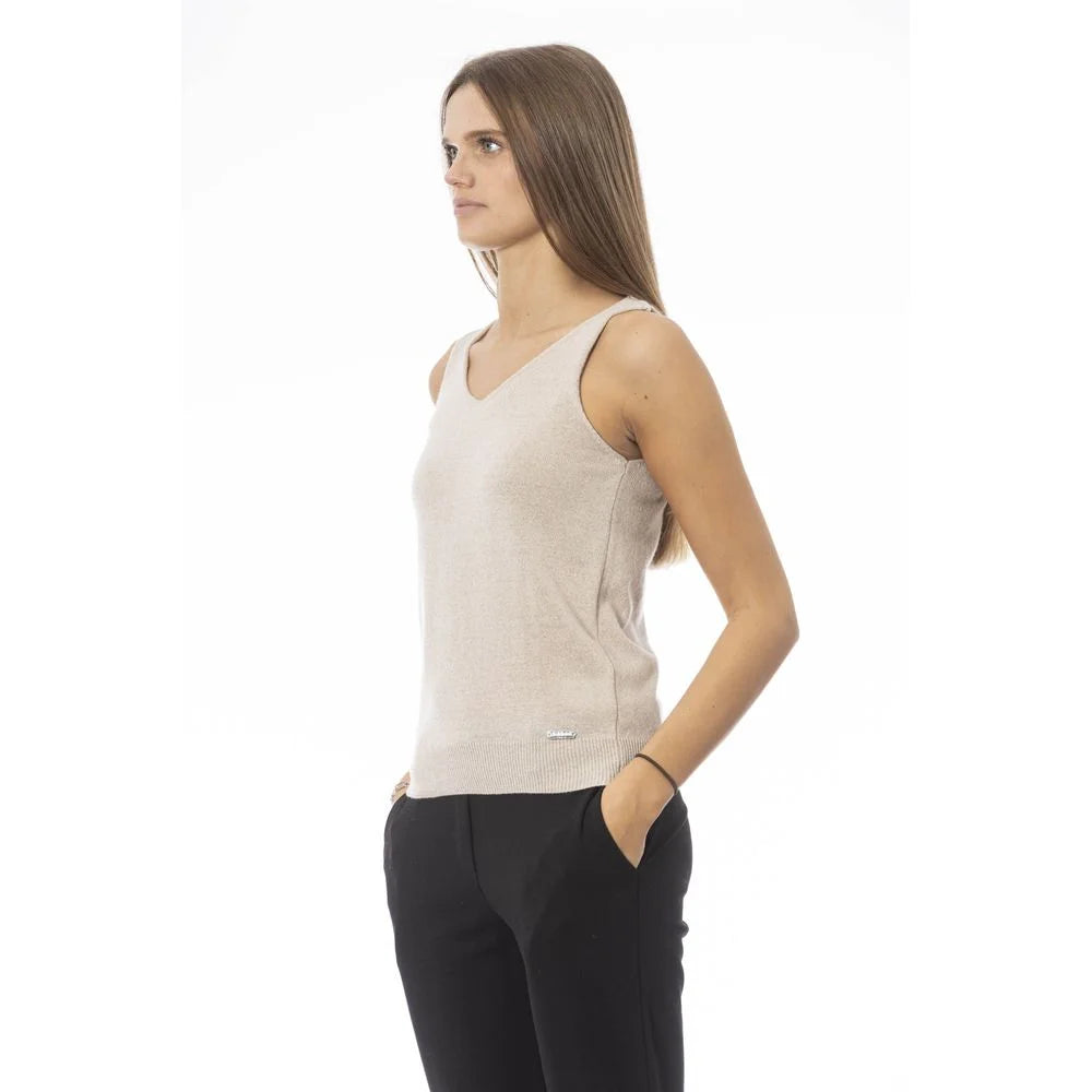 Baldinini Trend Beige Fabric Tank Top - M - Tank Tops