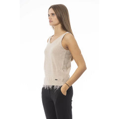 Baldinini Trend Beige Wool Women Top - M - Tank Tops