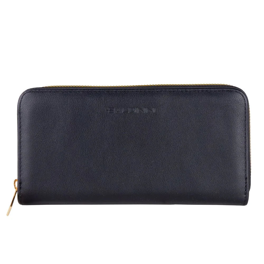 Baldinini Trend Chic Black Leather Zip Wallet - Wallets