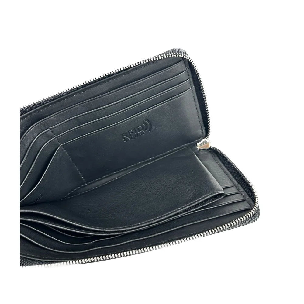 Baldinini Trend Elegant Black Leather Travel Organizer - Wallets