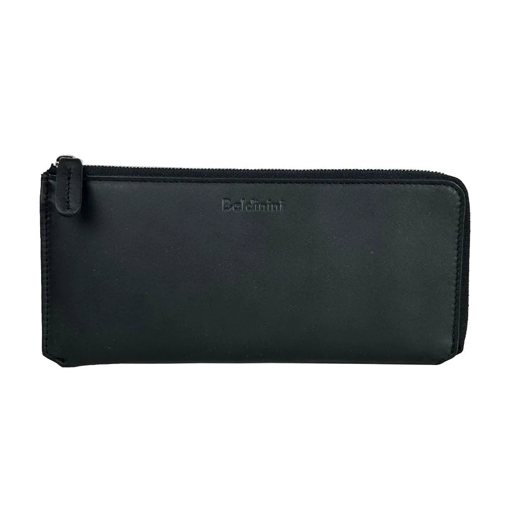 Baldinini Trend Elegant Black Leather Travel Organizer - Wallets