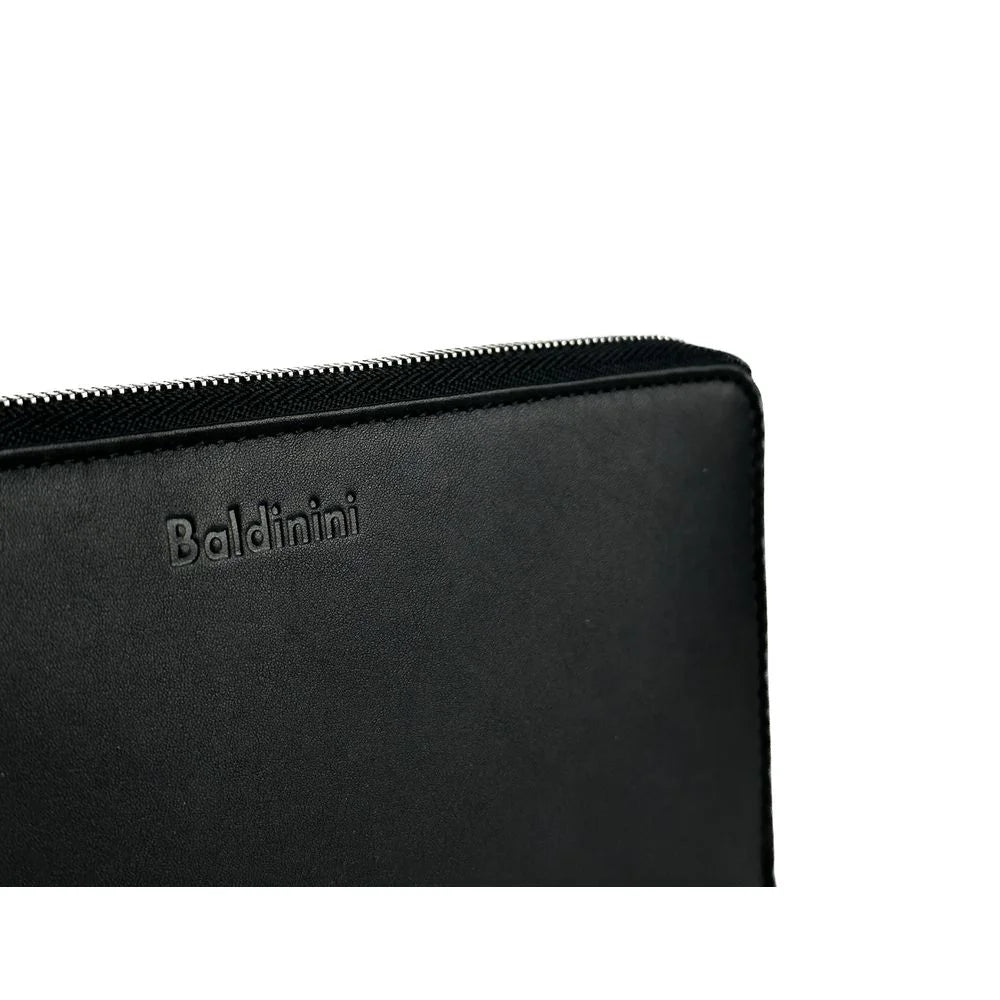 Baldinini Trend Elegant Black Leather Travel Organizer - Wallets
