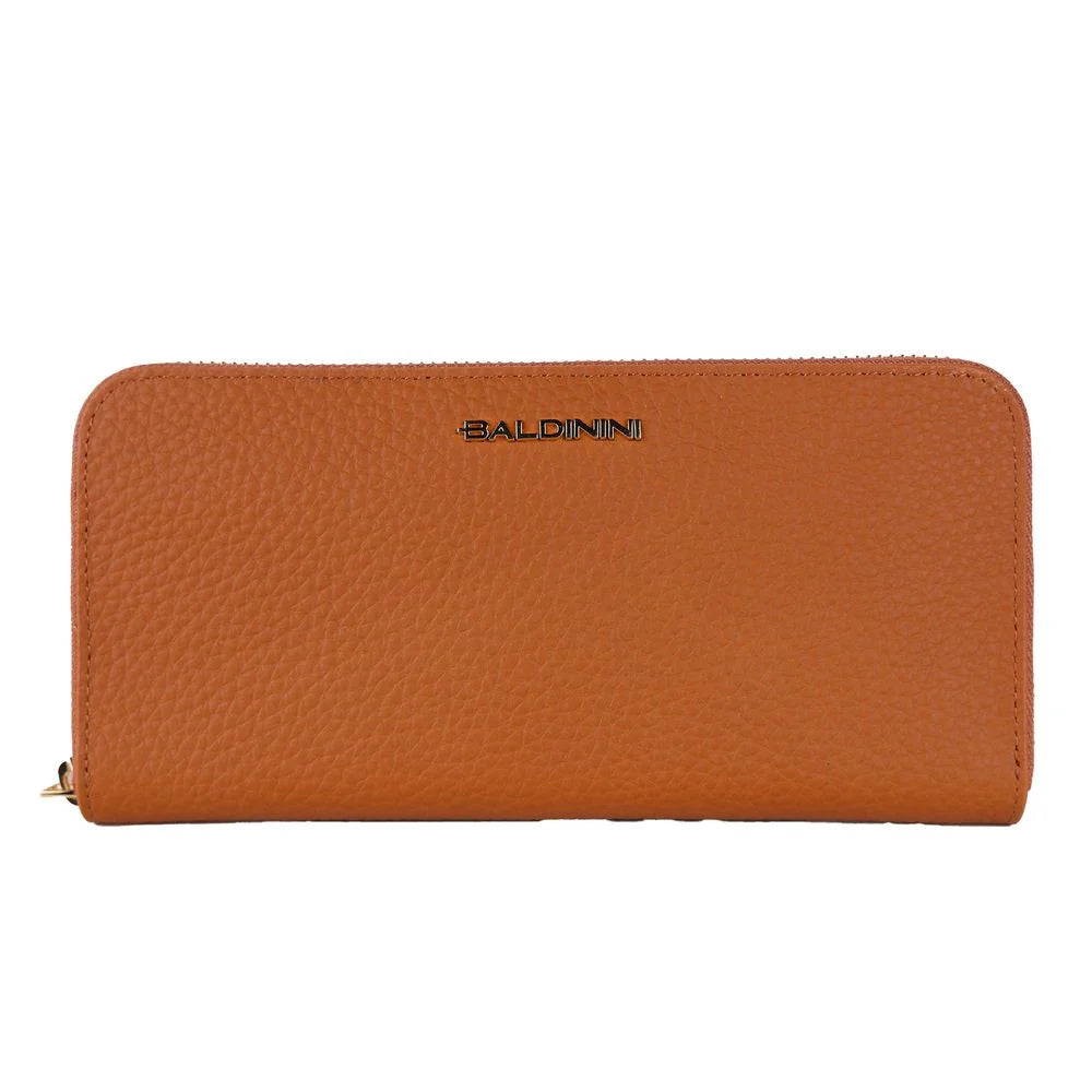 Baldinini Trend Elegant Orange Leather Wallet with Zipper - Wallets