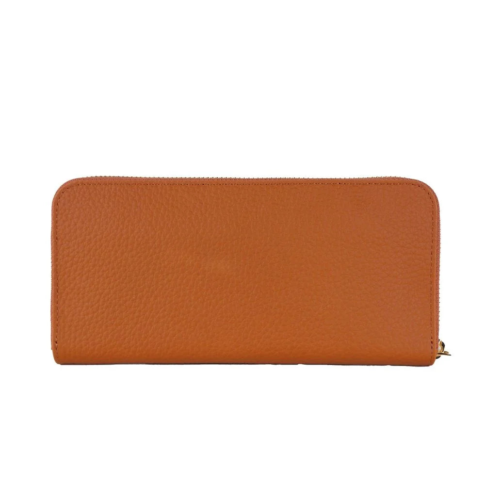 Baldinini Trend Elegant Orange Leather Wallet with Zipper - Wallets