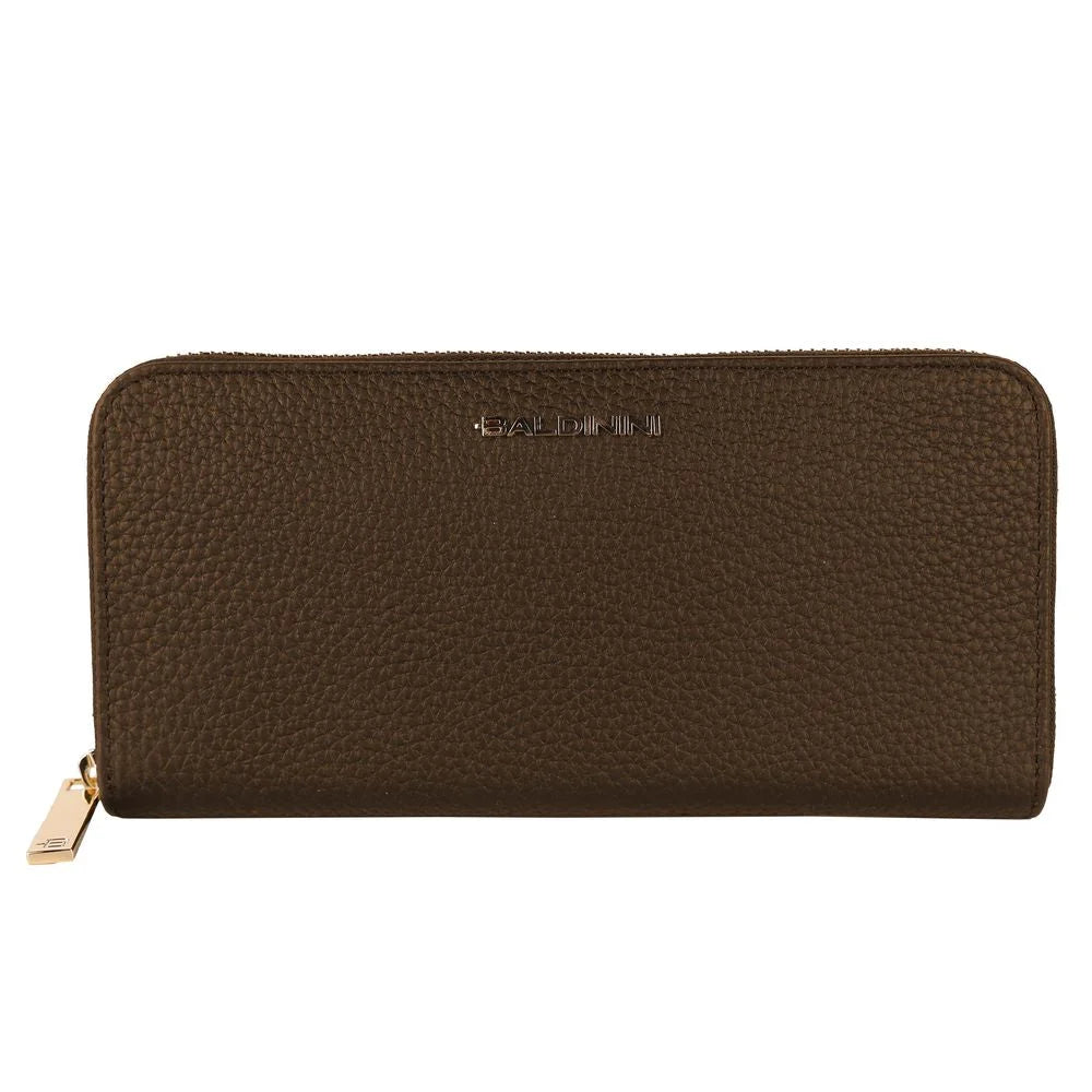 Baldinini Trend Exquisite Leather Zip Wallet in Brown - Wallets