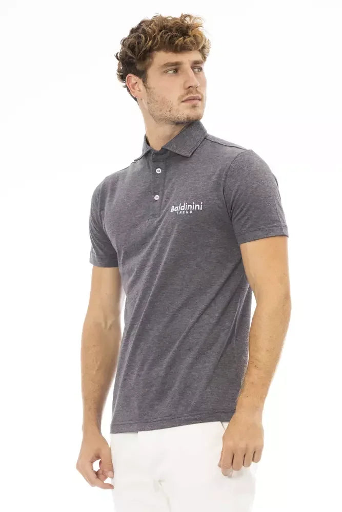 Baldinini Trend Gray Cotton Men Polo Shirt - Polos