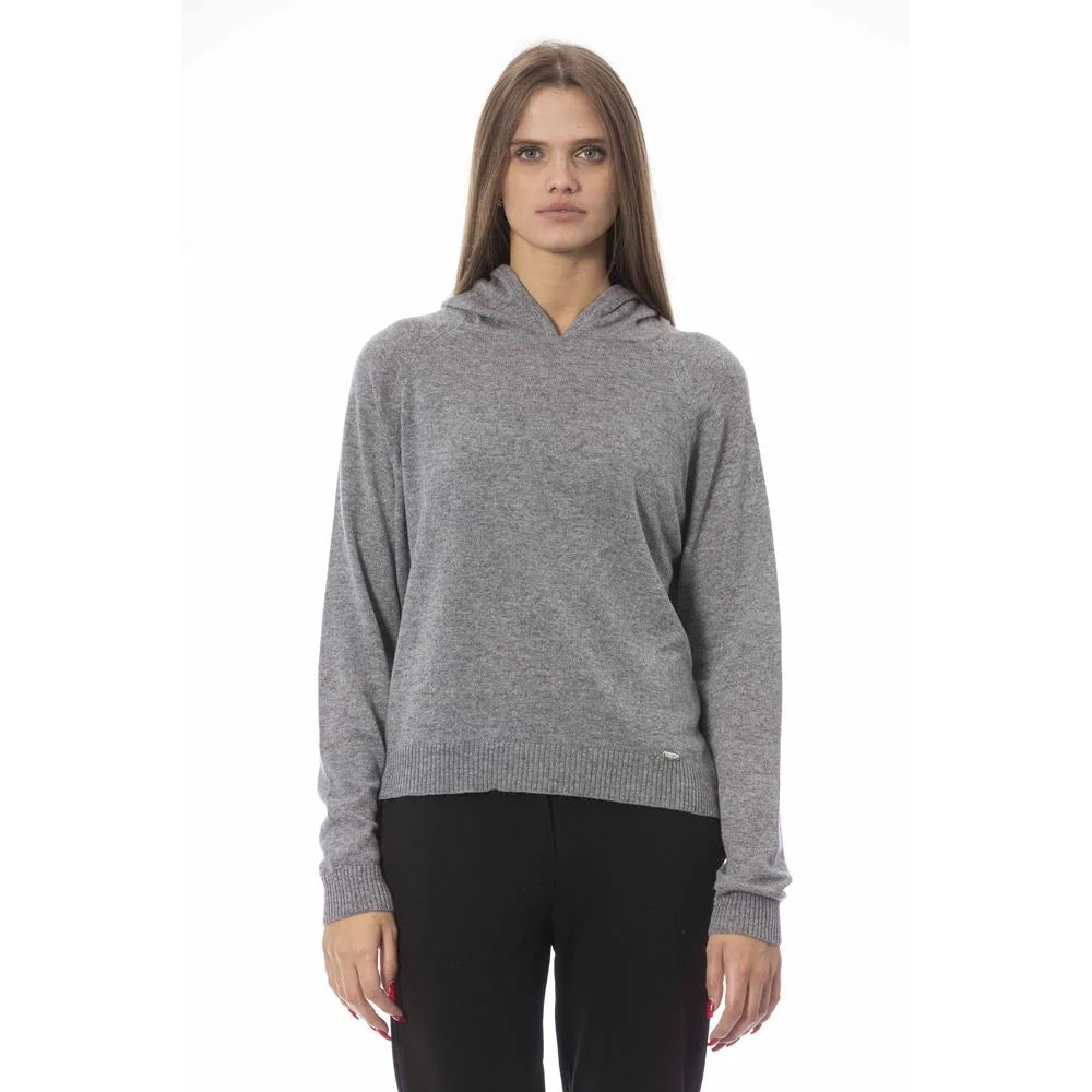 Baldinini Trend Gray Wool Women Sweater - M - Hoodies