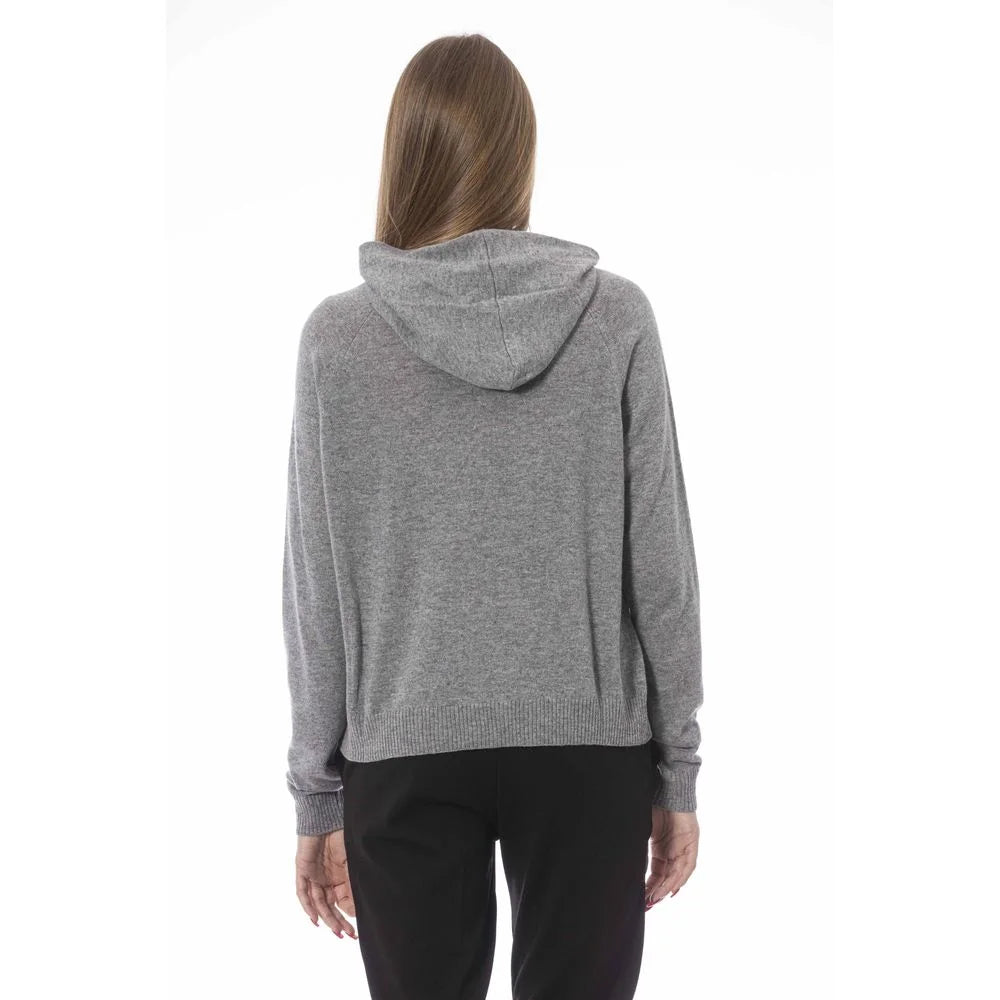 Baldinini Trend Gray Wool Women Sweater - M - Hoodies