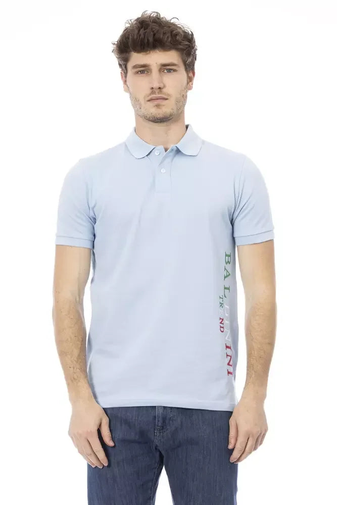 Baldinini Trend Light Blue Cotton Men Polo Shirt - Polos