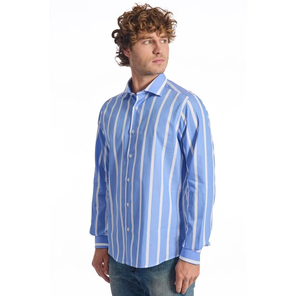 Baldinini Trend Light Blue Cotton Men Shirt - L - Shirts