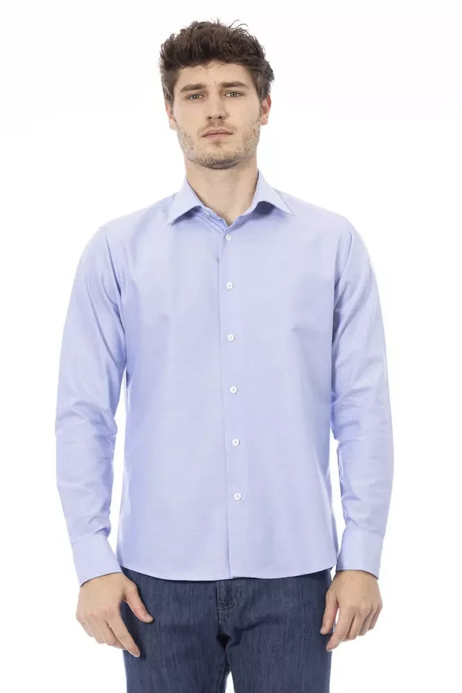 Baldinini Trend Light Blue Cotton Men Shirt - Shirts