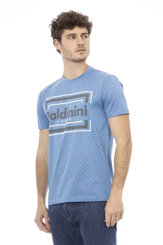 Baldinini Trend Light Blue Cotton Men T-Shirt - M - Polos
