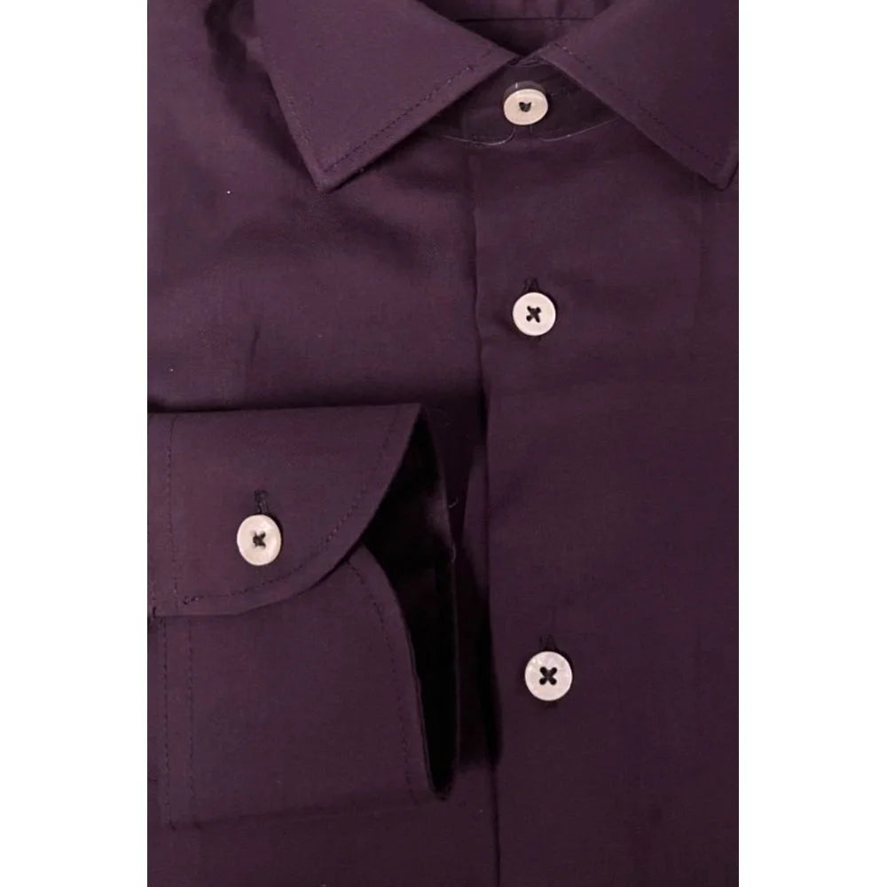 Baldinini Trend Purple Cotton Men Shirt