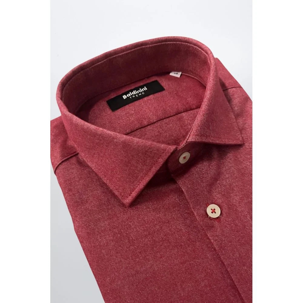 Baldinini Trend Red Cotton Men’s Shirt