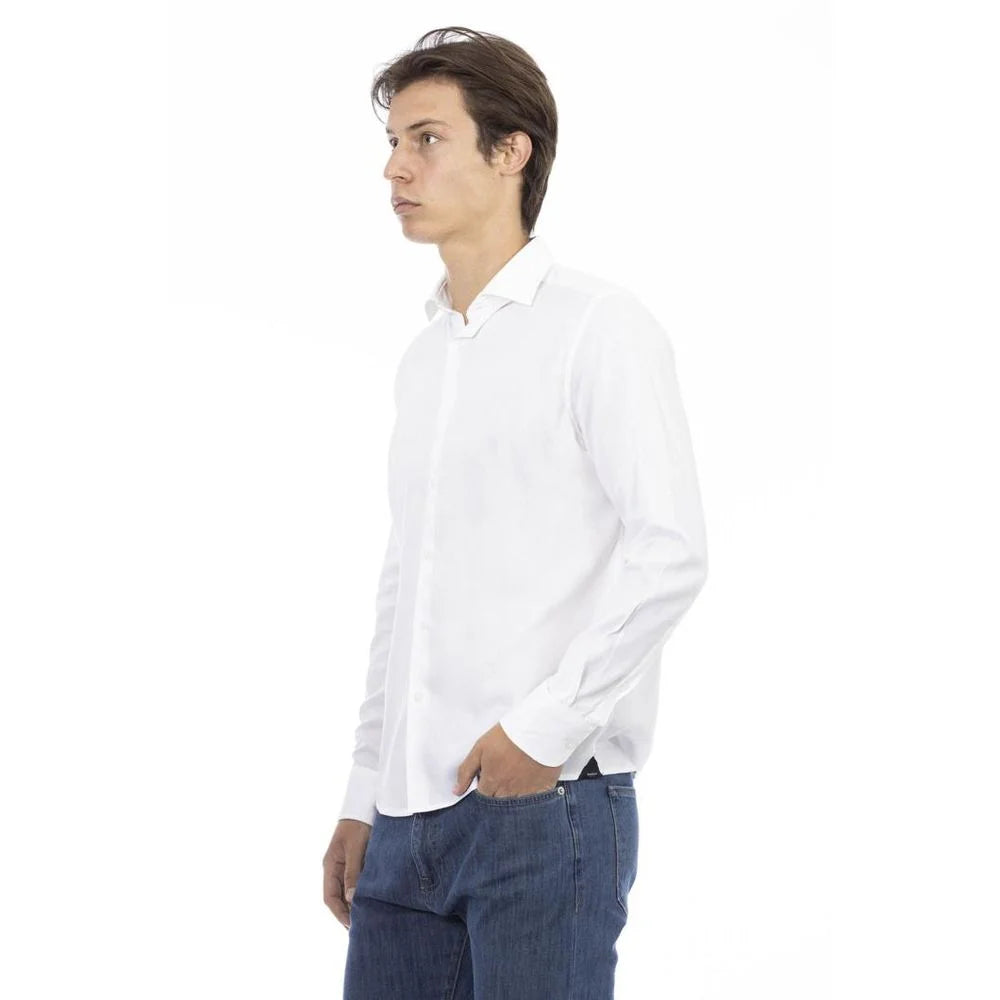 Baldinini Trend White Cotton Long Sleeve T-Shirt