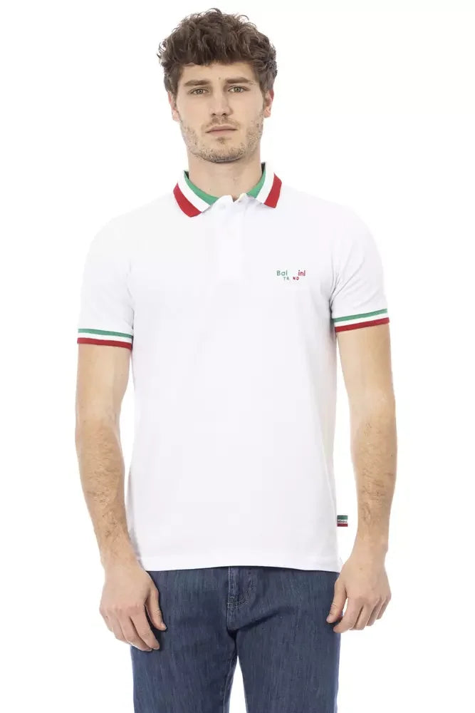 Baldinini Trend White Cotton Men Polo Shirt - Polos