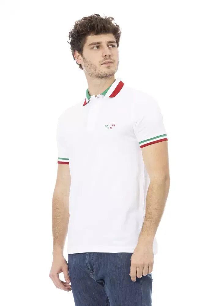Baldinini Trend White Cotton Men Polo Shirt - Polos