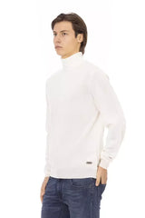 Baldinini Trend White Fabric Men Sweater with Turtleneck Design - Sweaters