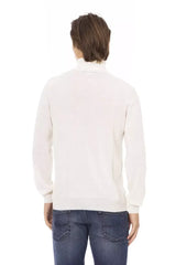 Baldinini Trend White Fabric Men Sweater with Turtleneck Design - Sweaters