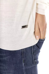 Baldinini Trend White Fabric Men Sweater with Turtleneck Design - Sweaters