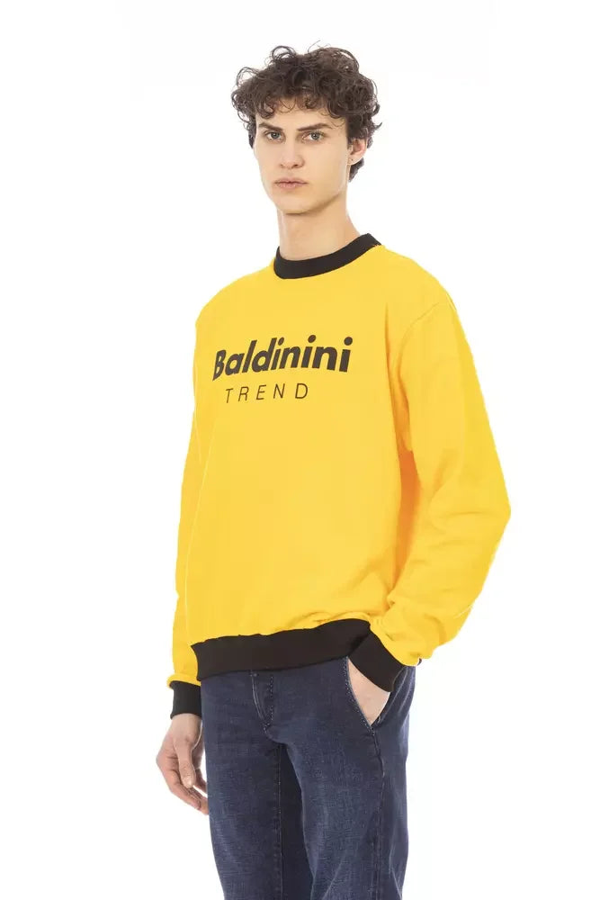 Baldinini Trend Yellow Cotton Men’s Sweater Hoodie - Hoodies