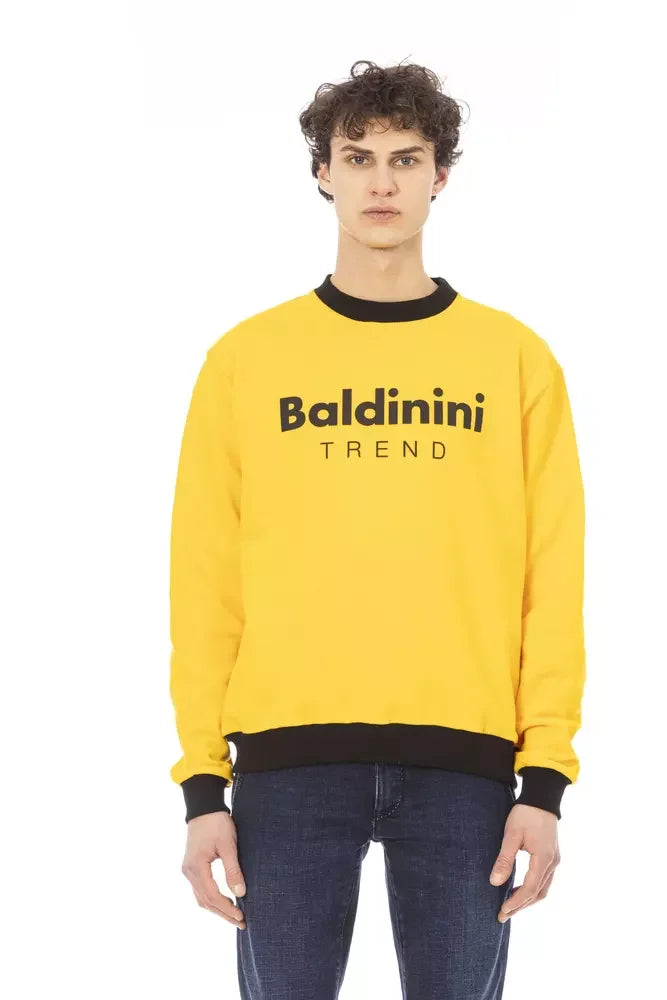 Baldinini Trend Yellow Cotton Men’s Sweater Hoodie - Hoodies