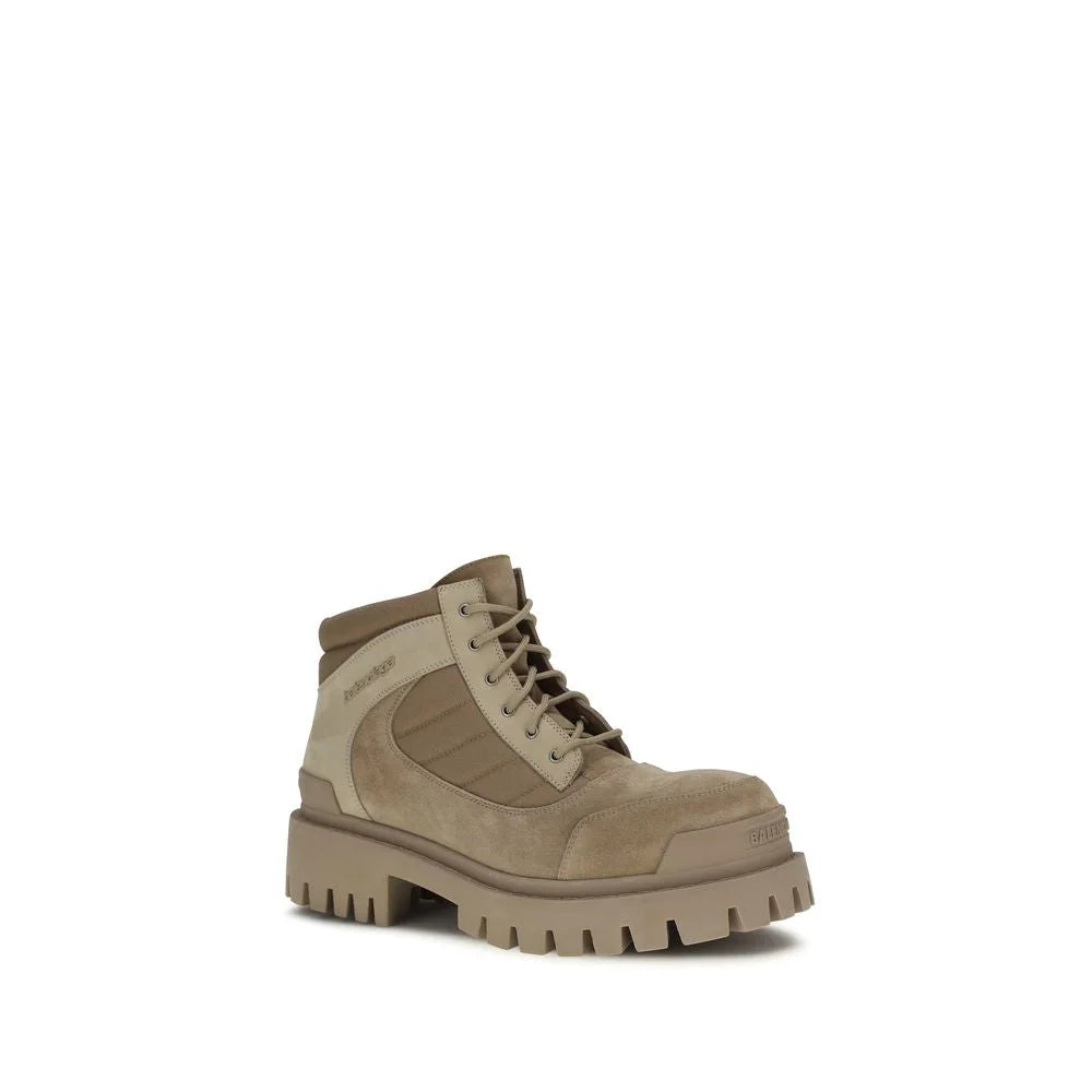 Balenciaga Beige Cotton Lace-Up Boots