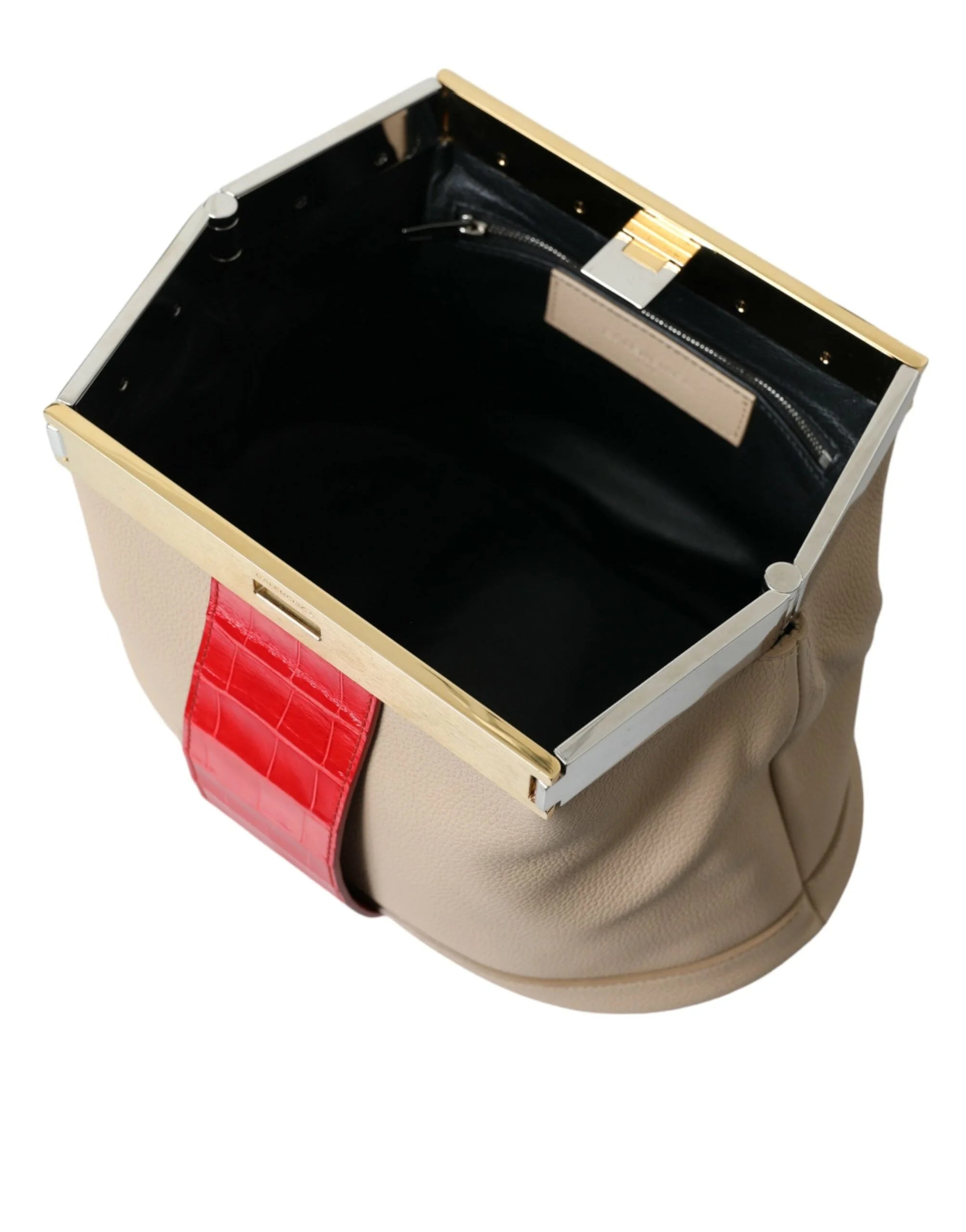 Balenciaga Beige Red Two Tone Exotic Leather Pouch Bag - Clutch Bags