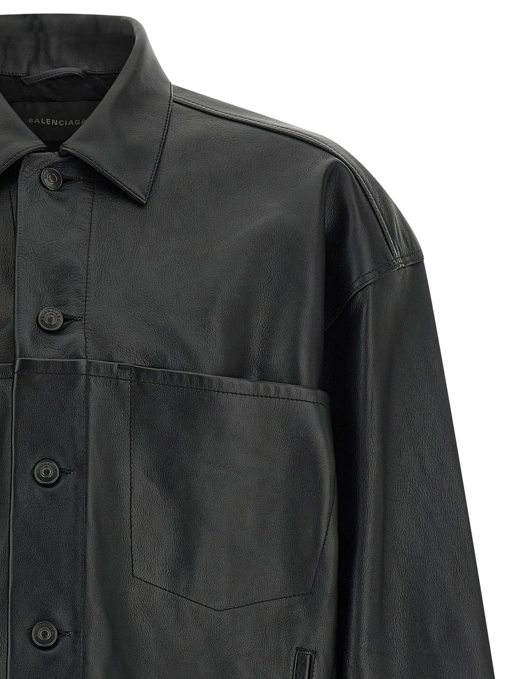 Balenciaga Black Buffalo Leather Leather Jacket - S