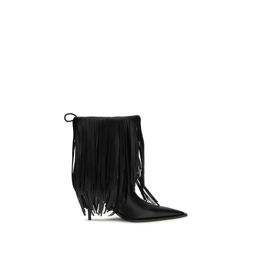 Balenciaga שחור עור עגל Bos Taurus מגפי קרסול