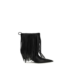 Balenciaga שחור עור עגל Bos Taurus מגפי קרסול