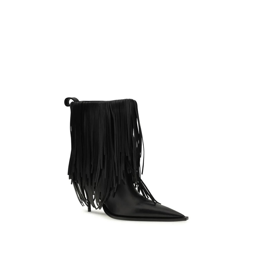 Balenciaga שחור עור עגל Bos Taurus מגפי קרסול