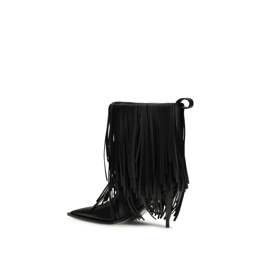Balenciaga שחור עור עגל Bos Taurus מגפי קרסול