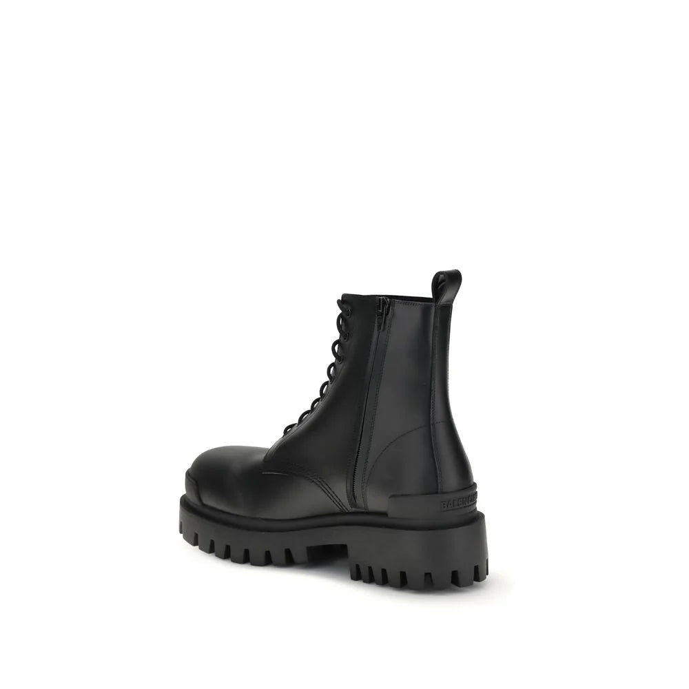 Balenciaga Black Calf Leather Bos Taurus Lace-Up Boots - EU42/US9