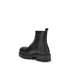 Balenciaga Black Calf Leather Bos Taurus Lace-Up Boots - EU42/US9