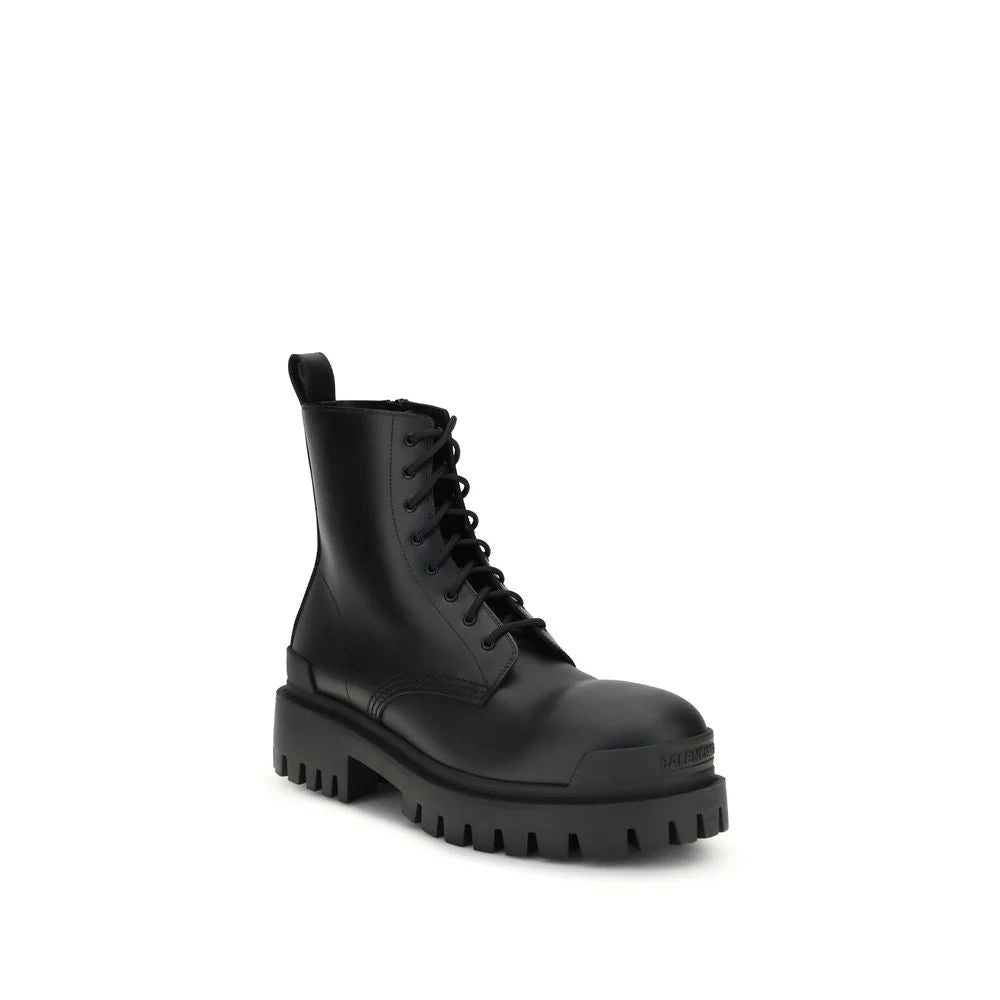 Balenciaga Black Calf Leather Bos Taurus Lace-Up Boots - EU42/US9