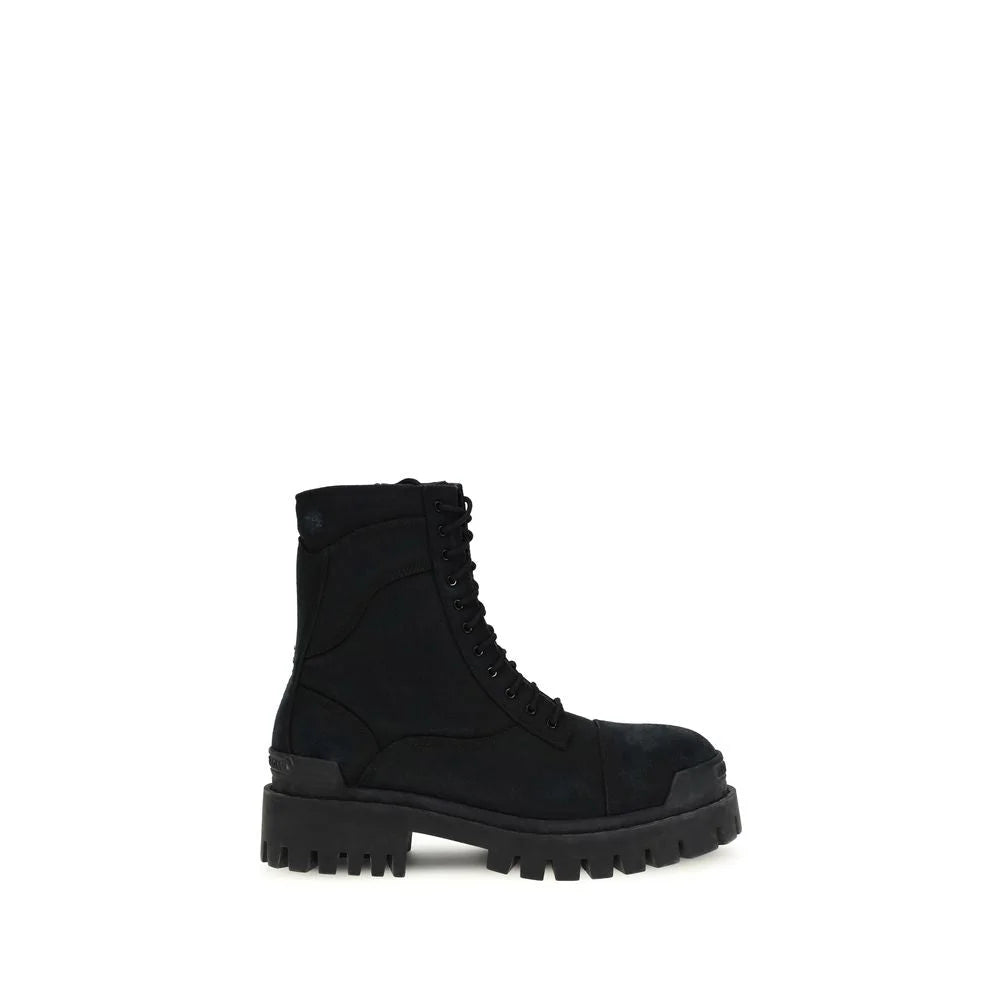Balenciaga Black Calf Leather Bos Taurus Lace-Up Boots - EU45/US12