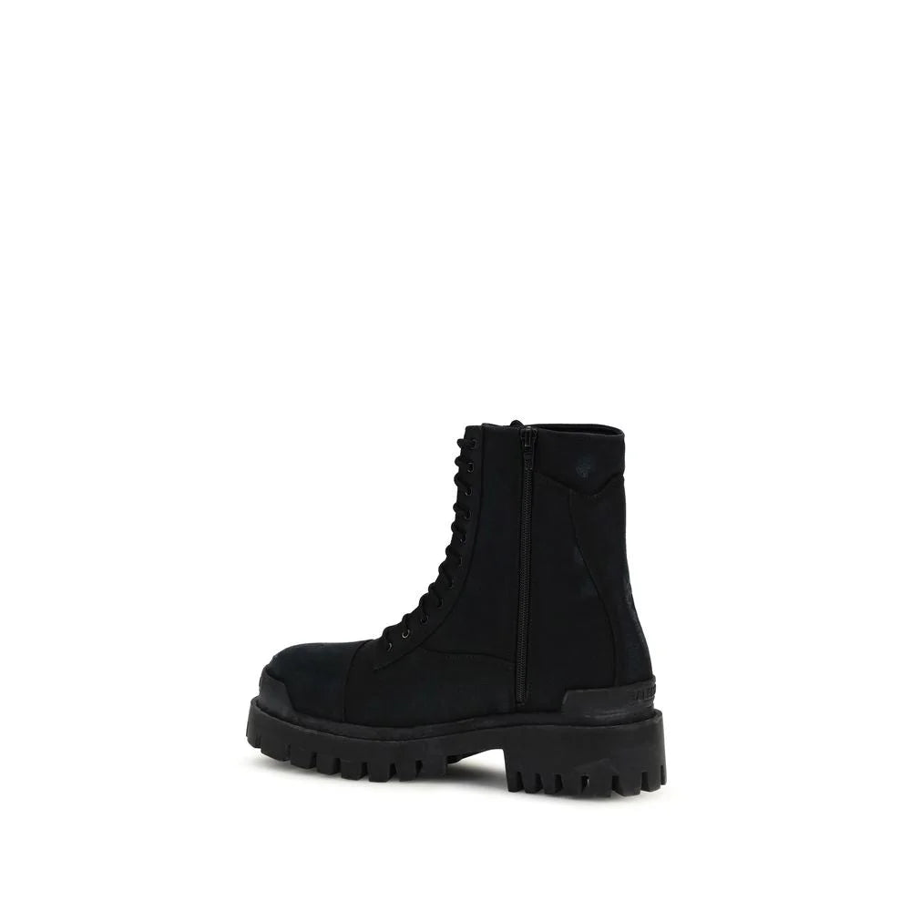 Balenciaga Black Calf Leather Bos Taurus Lace-Up Boots - EU45/US12