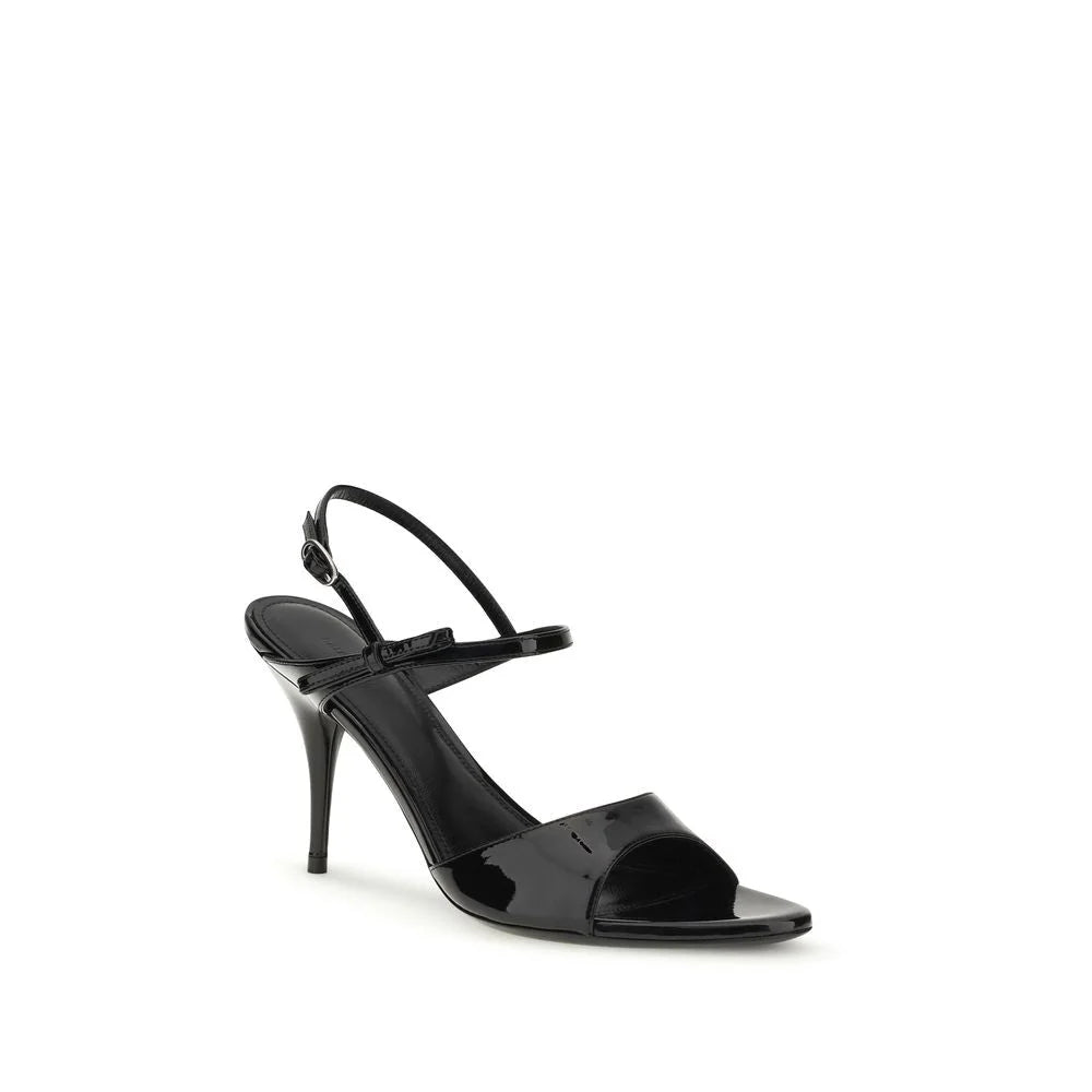 Balenciaga Schwarzes Kalbshaut Bos Taurus Pfennig Absatz Sandalen