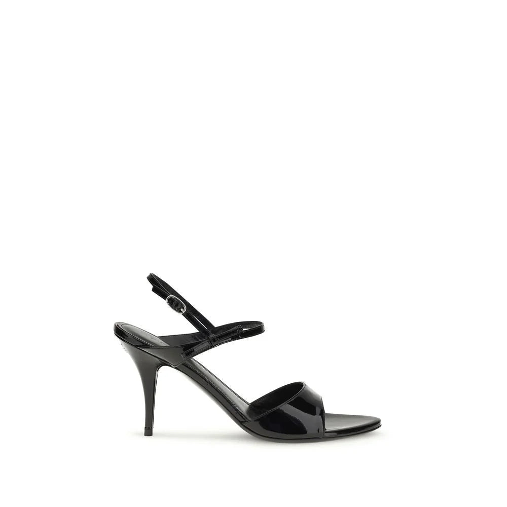 Balenciaga Schwarzes Kalbshaut Bos Taurus Pfennig Absatz Sandalen