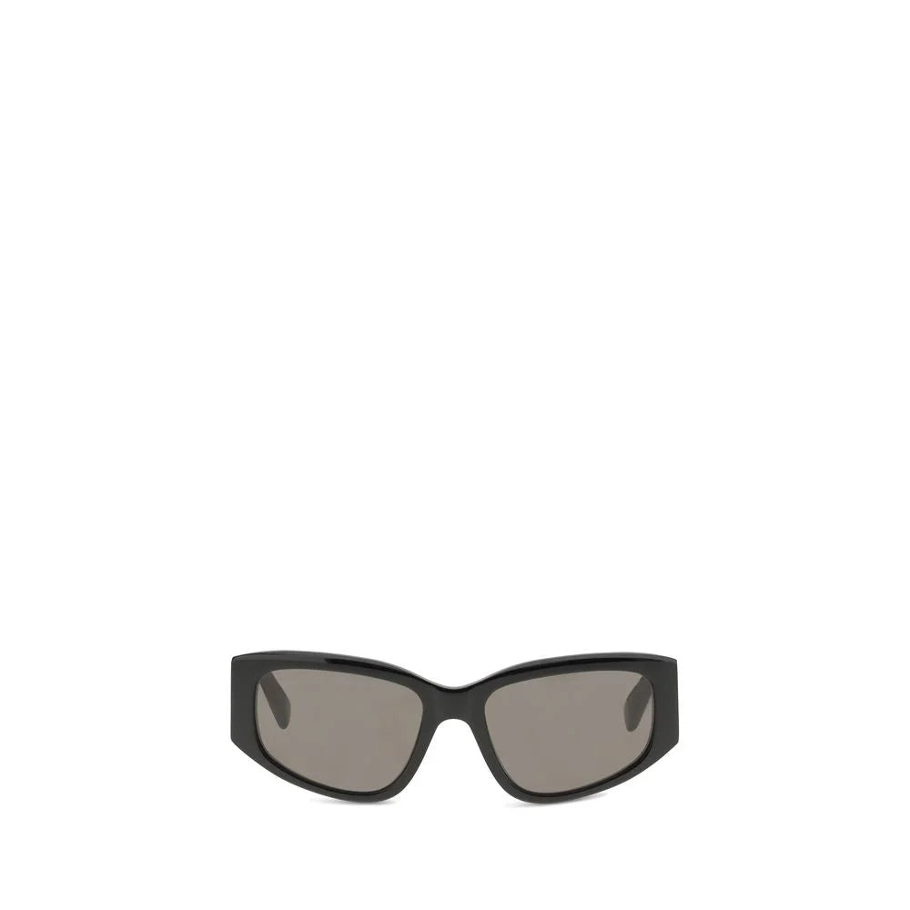 Balenciaga Bos Taurus Sonnenbrille aus schwarzem Kalbsleder mit auffälliger Wickelform und skulpturalem Rahmen.