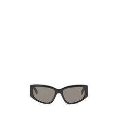 Balenciaga Bos Taurus Sonnenbrille aus schwarzem Kalbsleder mit auffälliger Wickelform und skulpturalem Rahmen.